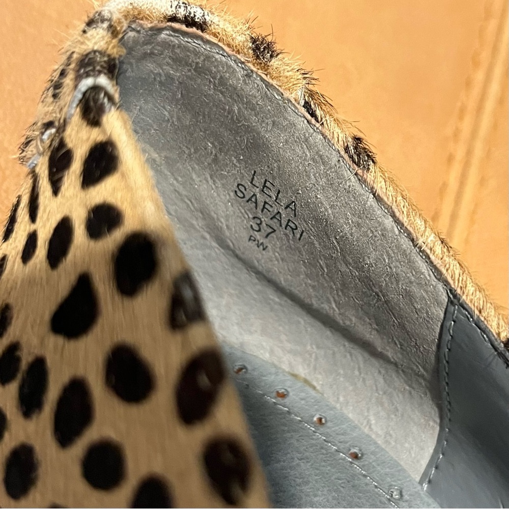 Rosegold Calf Hair Leopard “Lela Safari” Wedges - Picture 9 of 9